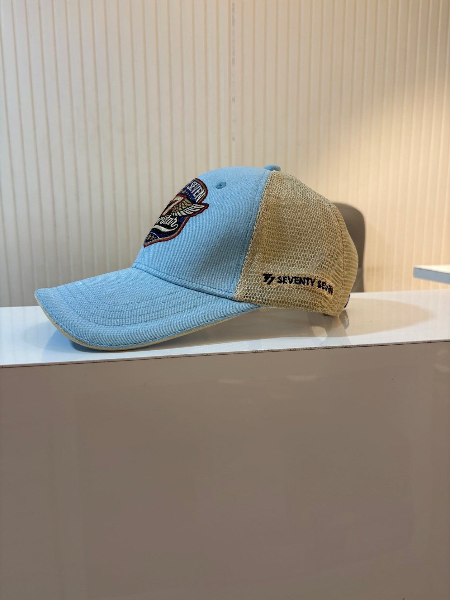77 SUPERSTAR CAP - SKY N BEIGE NETTED - 77sports in