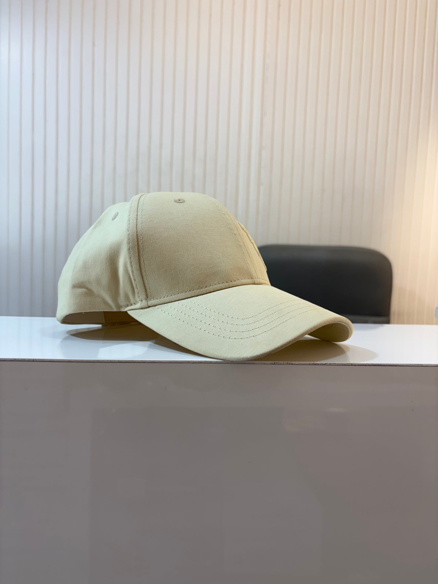77 side ebrace pure cotton cap - BEIGE