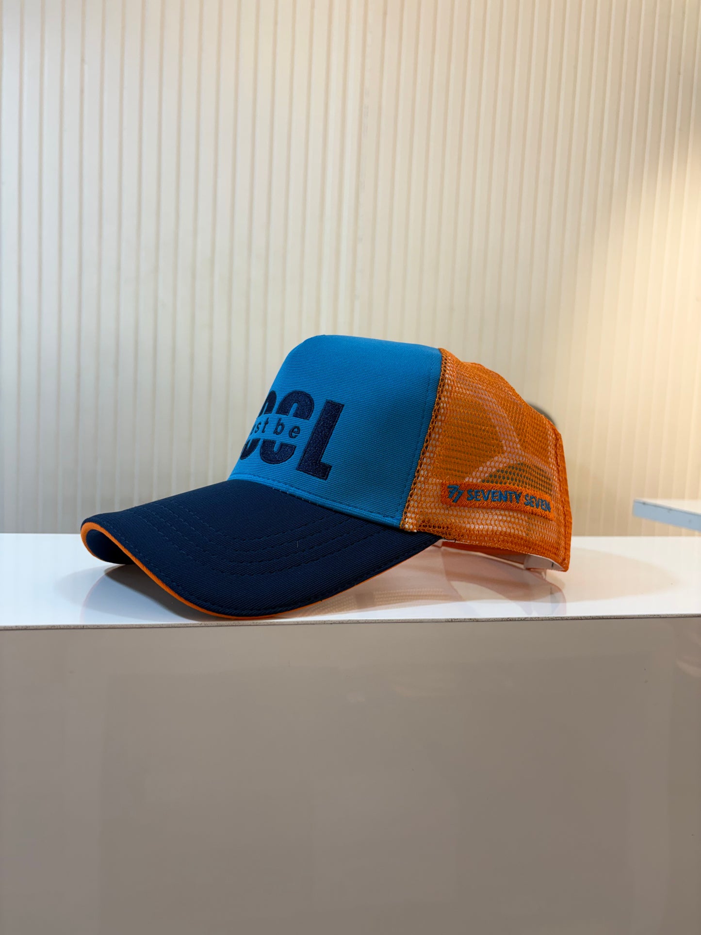 JUST BE COOL - Blue Orange flexi netted stylish cap