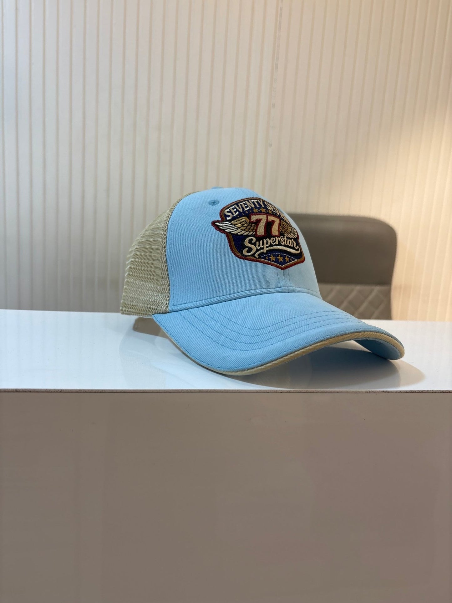 77 SUPERSTAR CAP - SKY N BEIGE NETTED - 77sports in