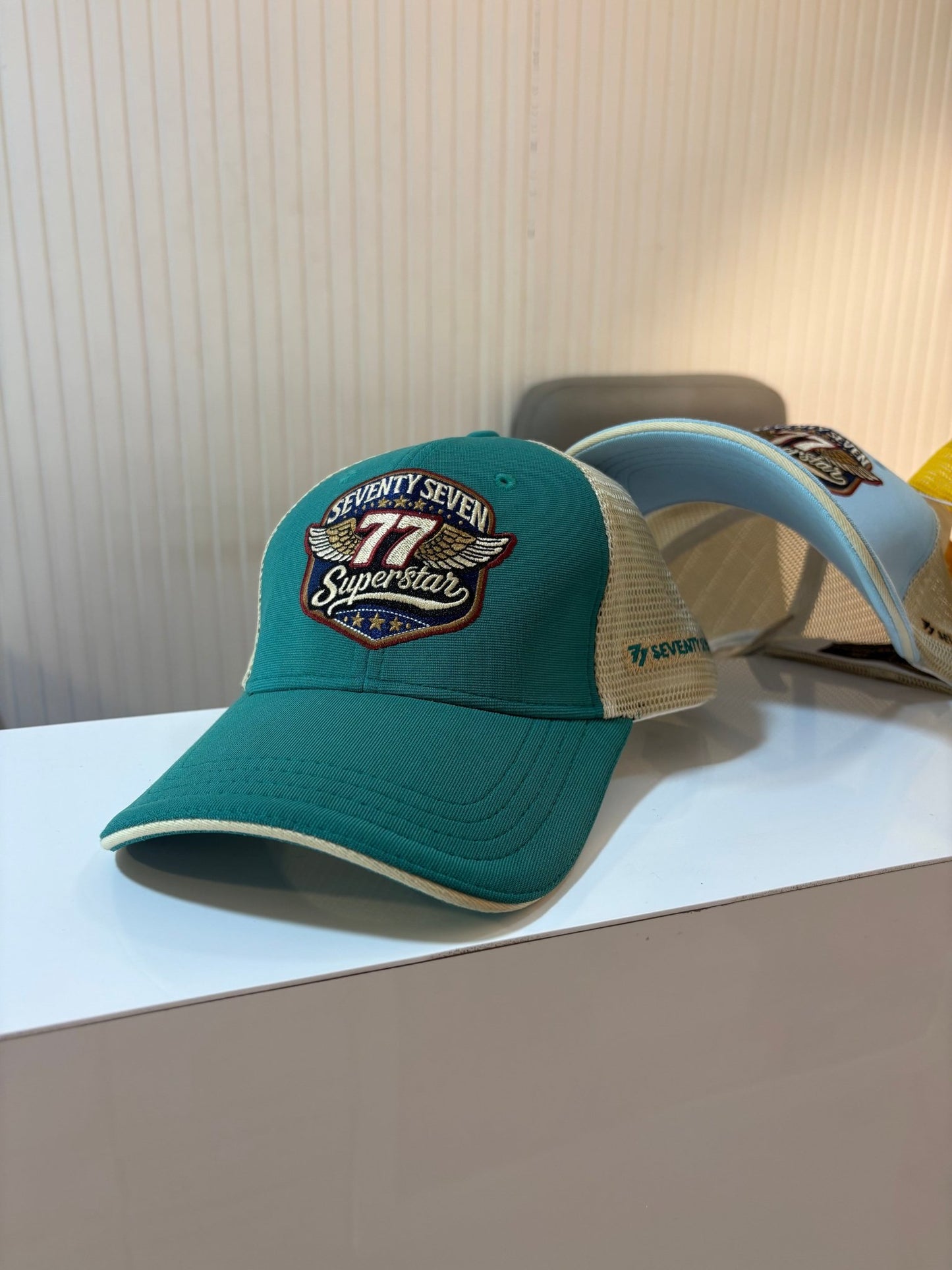77 SUPERSTAR CAP - TEAL GREEN N BEIGE NETTED - 77sports in