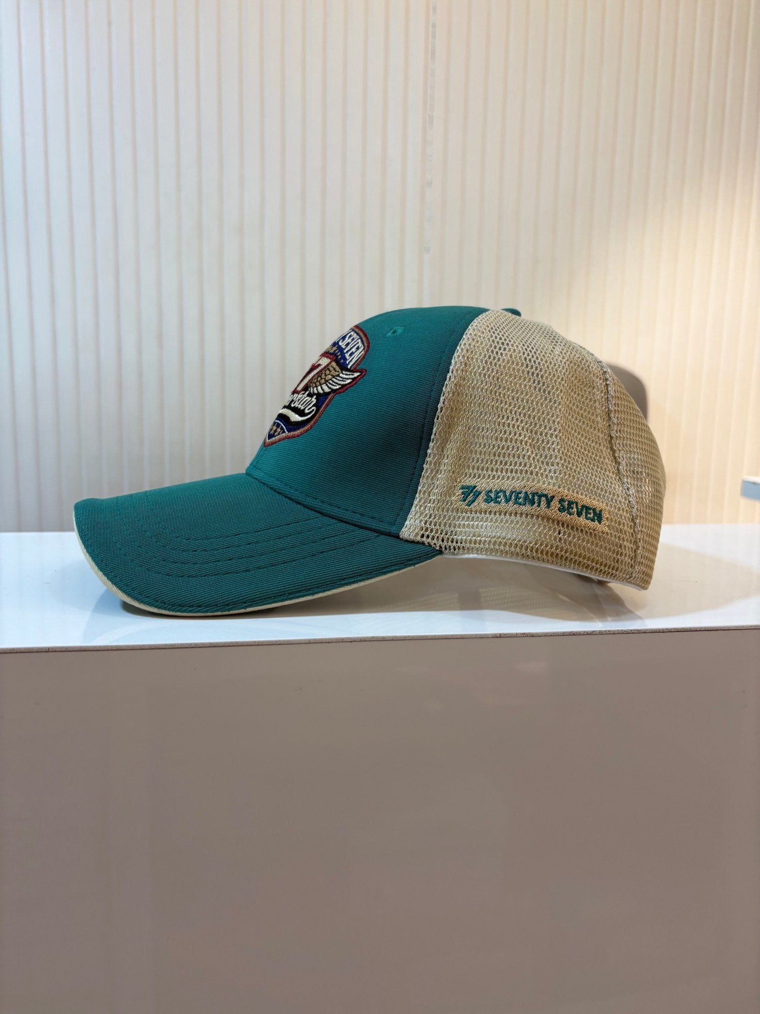 77 SUPERSTAR CAP - TEAL GREEN N BEIGE NETTED - 77sports in