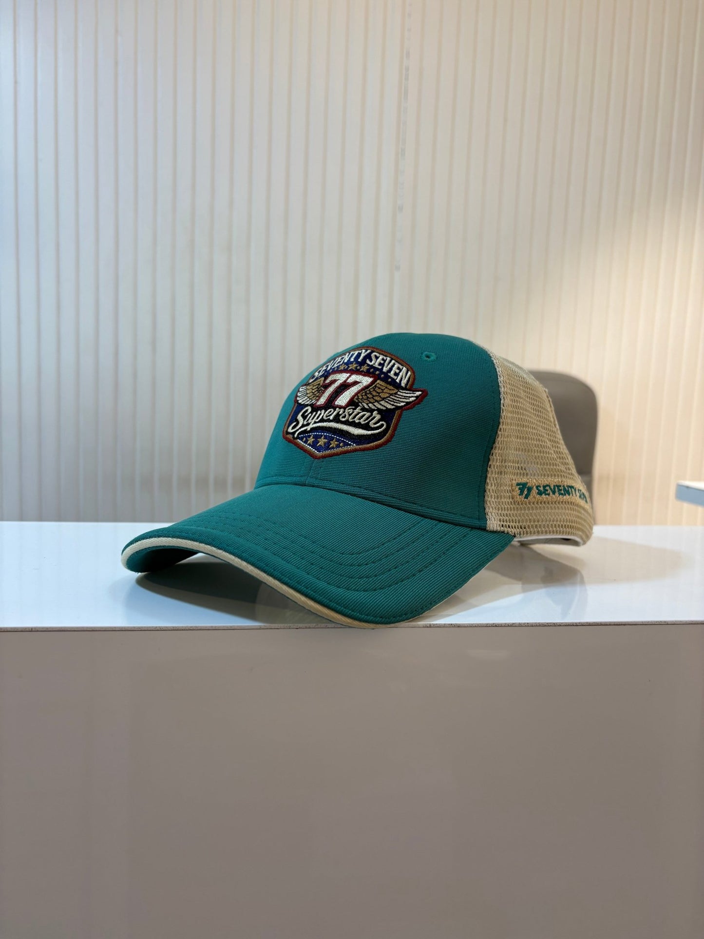 77 SUPERSTAR CAP - TEAL GREEN N BEIGE NETTED - 77sports in