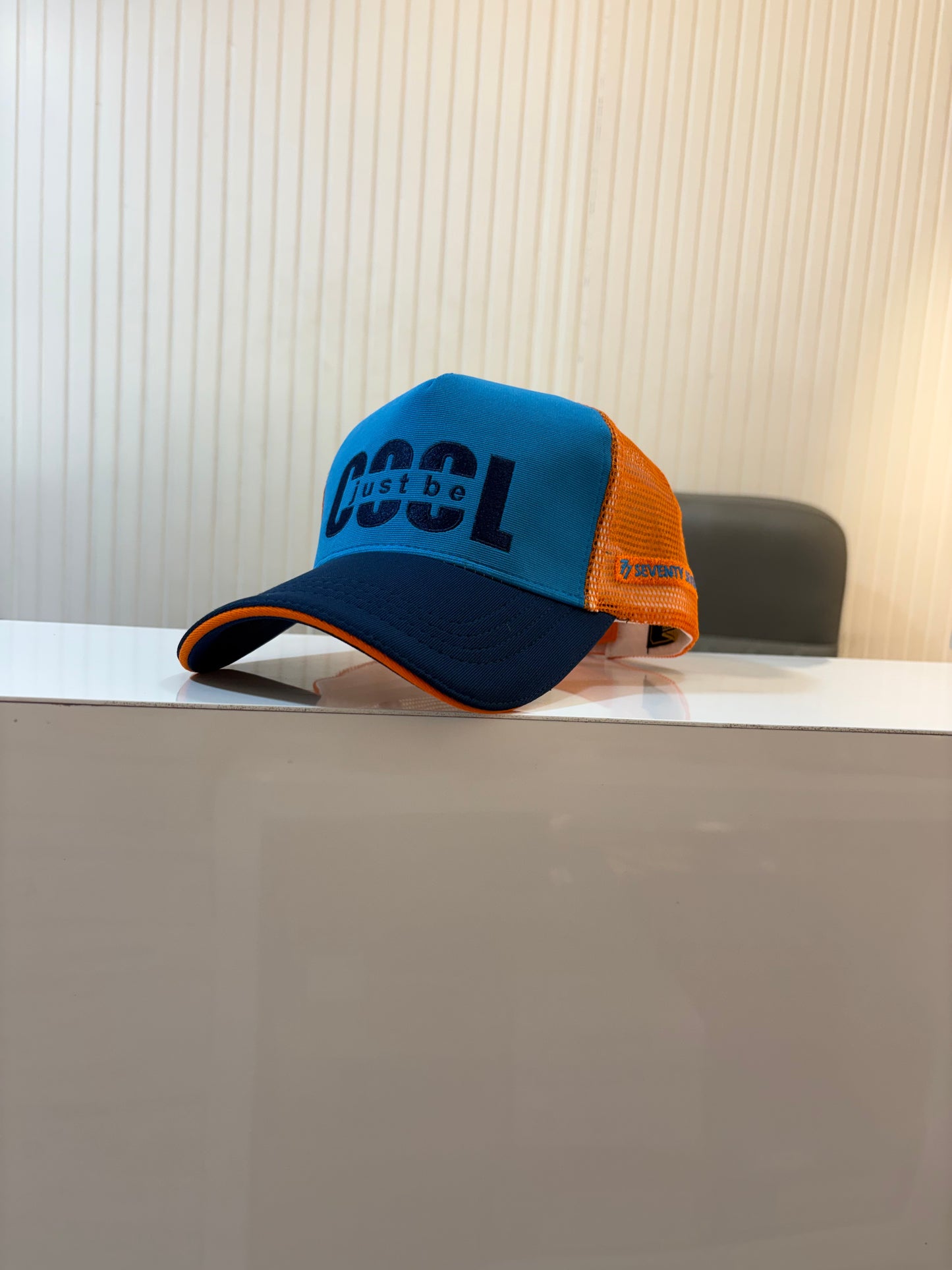 JUST BE COOL - Blue Orange flexi netted stylish cap