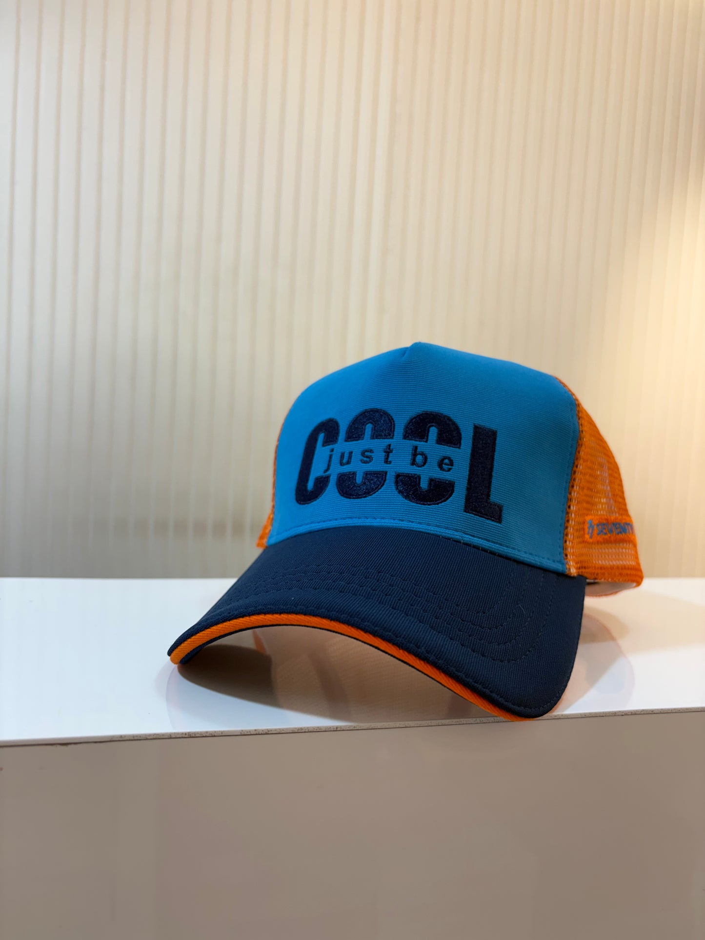 JUST BE COOL - Blue Orange flexi netted stylish cap