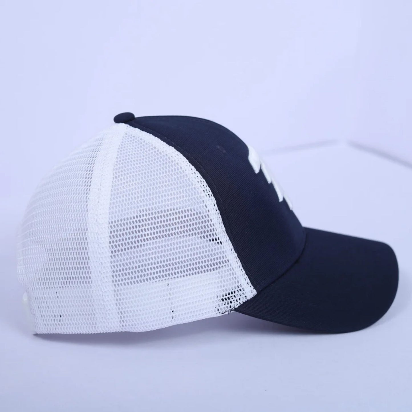 White & Navy - Stylish Netted Cap