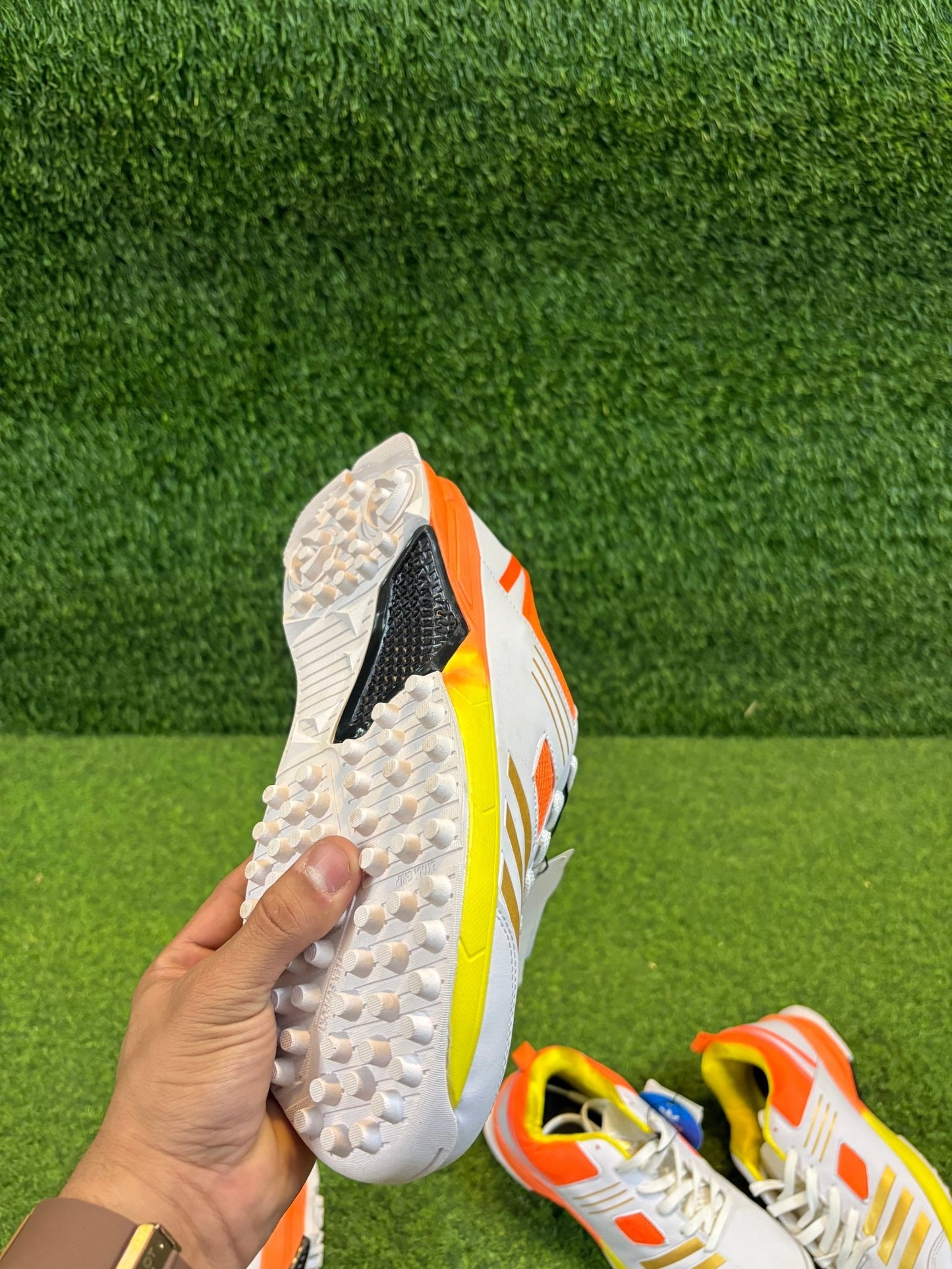 ADIMAX CRICKET SHOES - Yellow orange gold dust premium grip - 77sports in