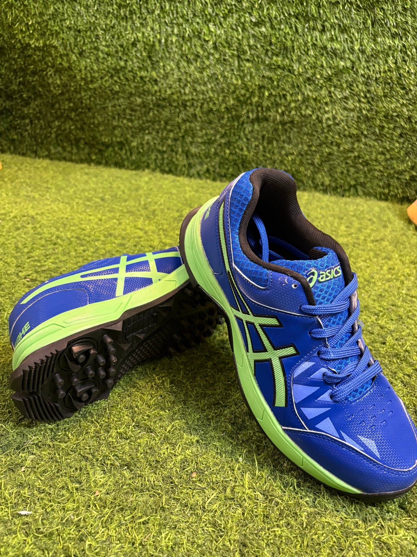 ASICS 7A QUALITY CRICKET SHOES WITH BOX - GREEN & BLUE - 77sports in