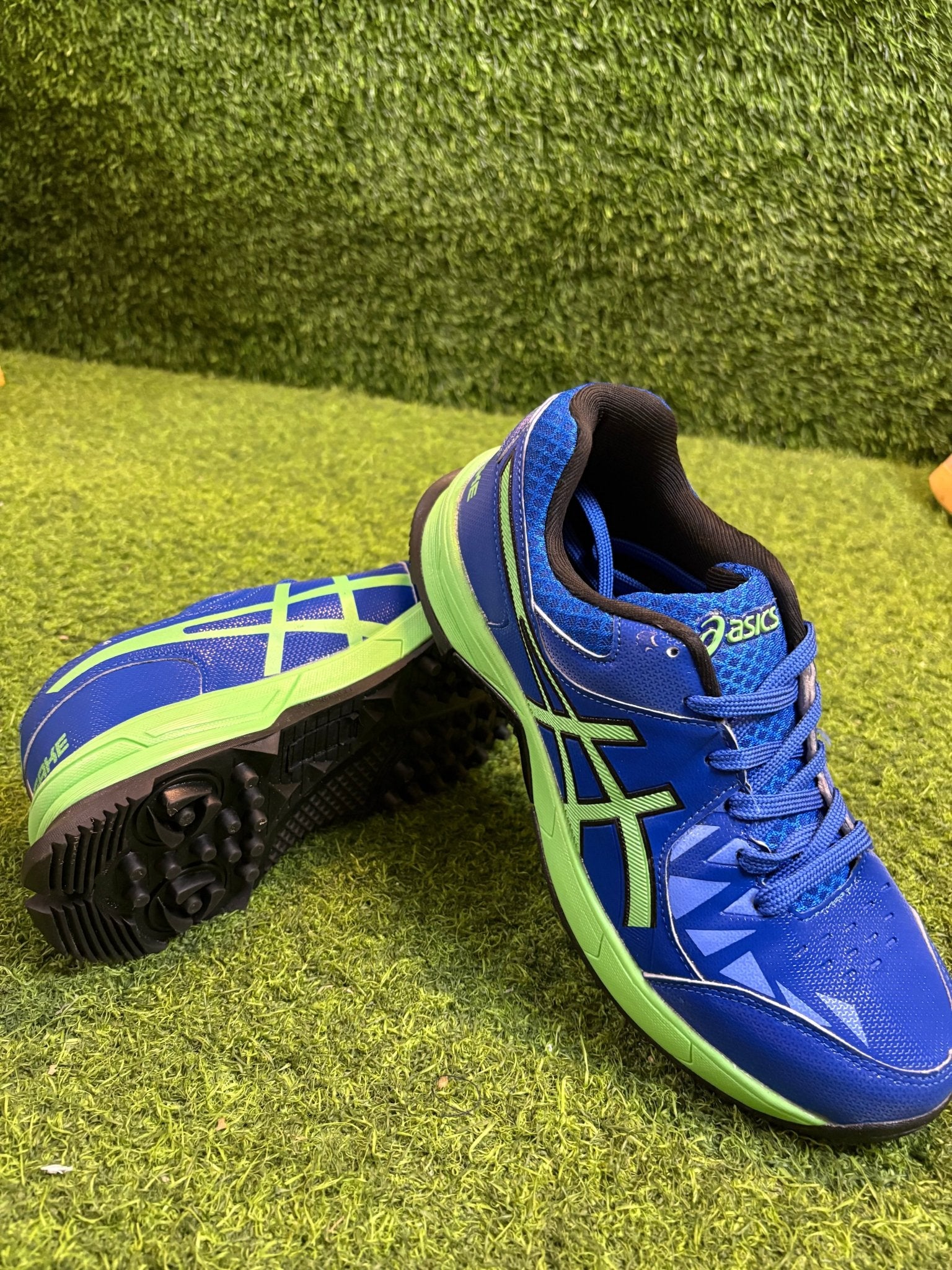 ASICS 7A QUALITY CRICKET SHOES WITH BOX - GREEN & BLUE - 77sports in