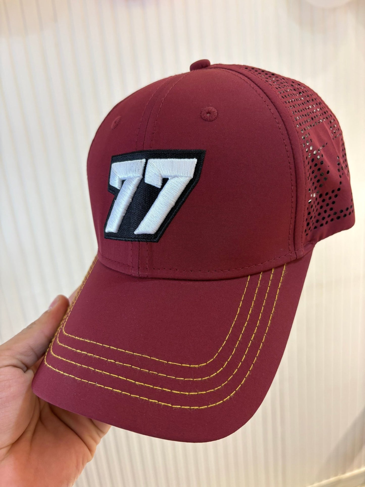 BOLD 77 CAP - FLEXI AIRHOLE RED MAROON - PREMIUM CAP - 77sports in
