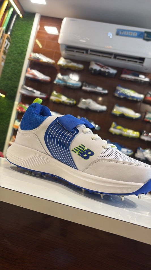 Cricket spikes blue white NBelite - 77sports in