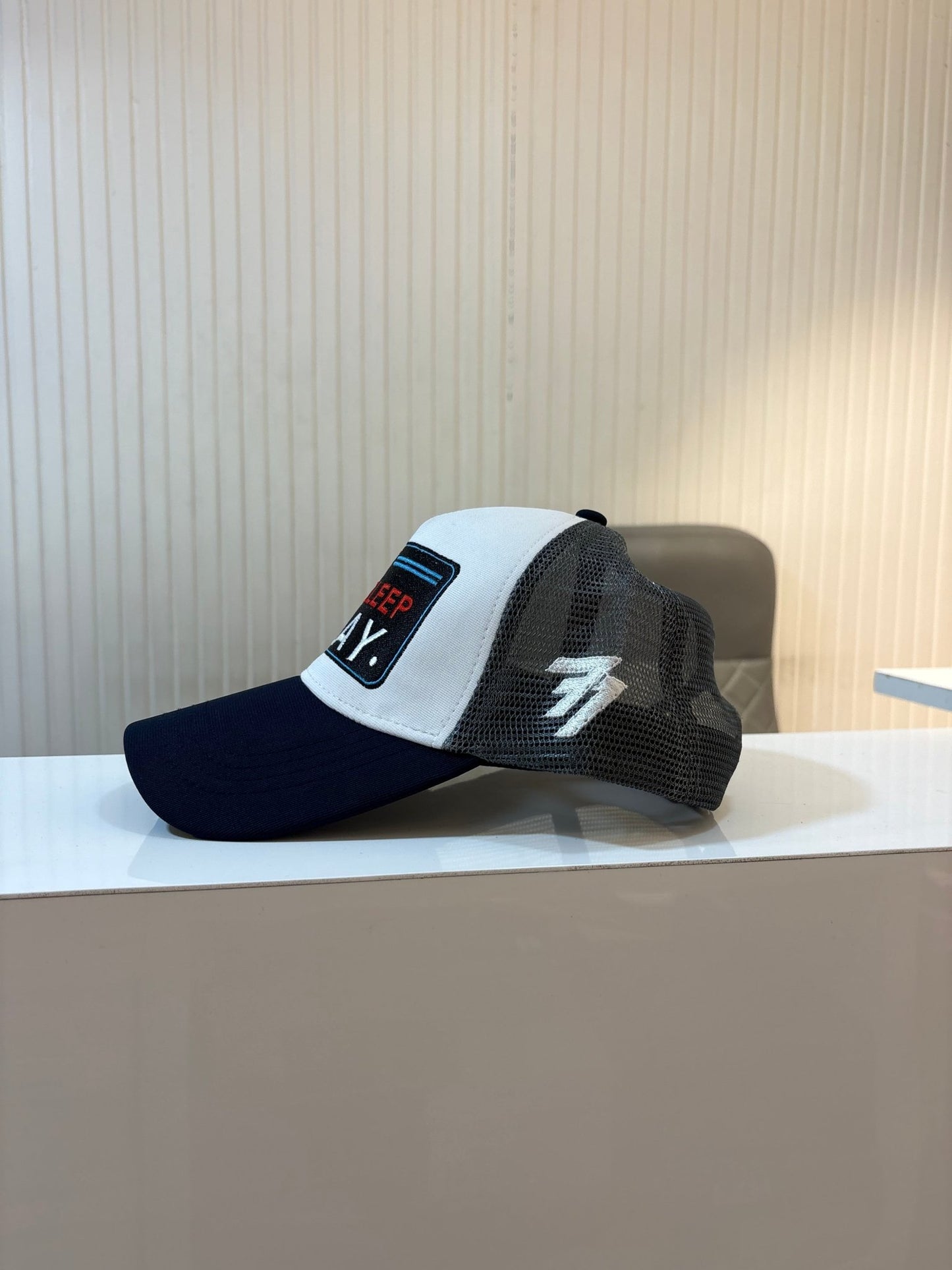 EAT•SLEEP•PLAY CAP - WHITE NAVY NETTED - 77sports in