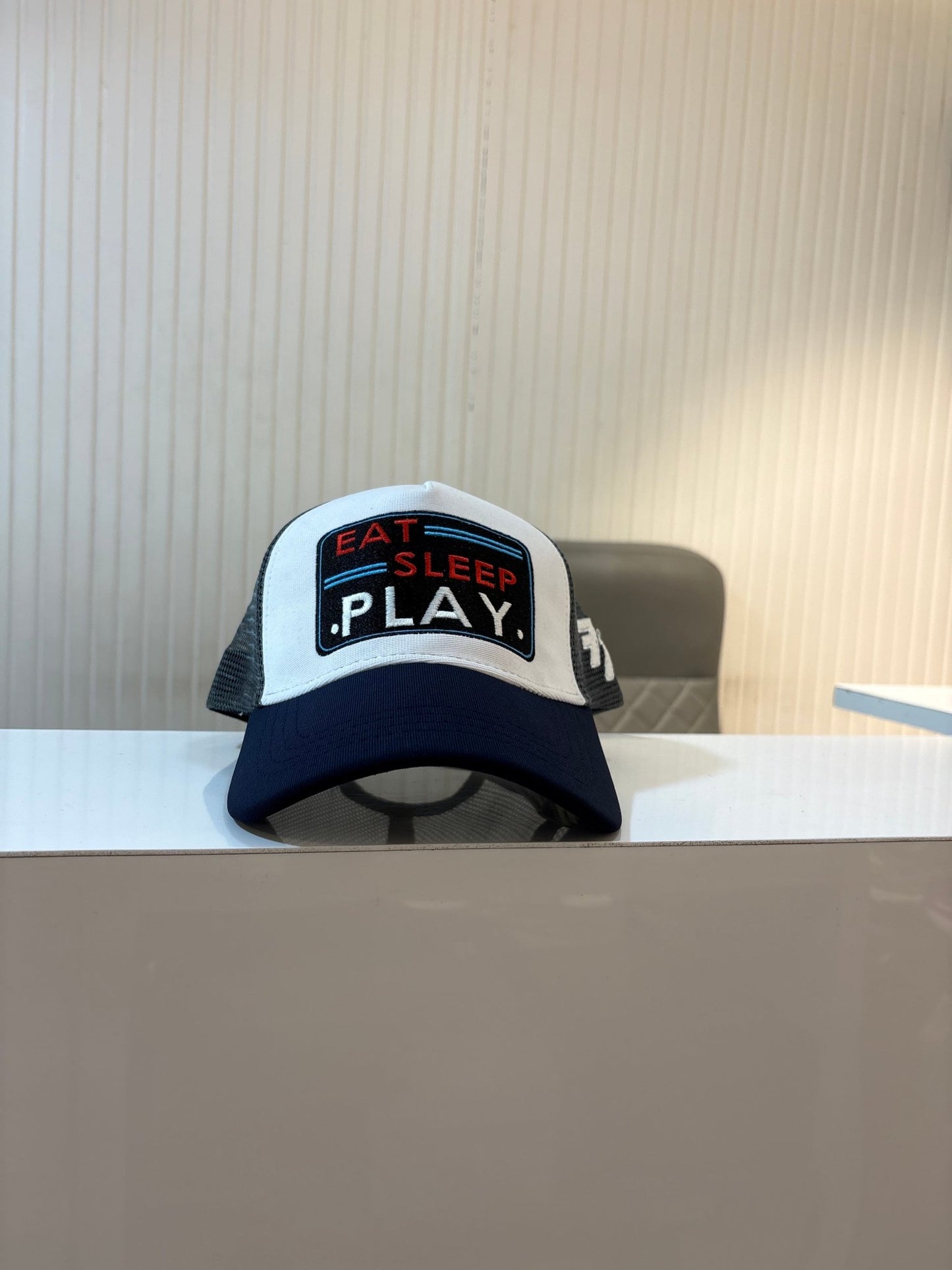 EAT•SLEEP•PLAY CAP - WHITE NAVY NETTED - 77sports in