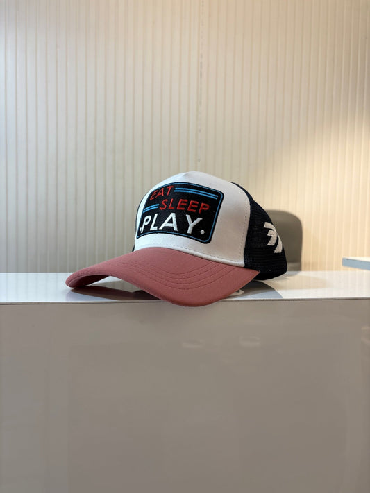 EAT•SLEEP•PLAY PINK N WHITE CAP NETTED - 77sports in