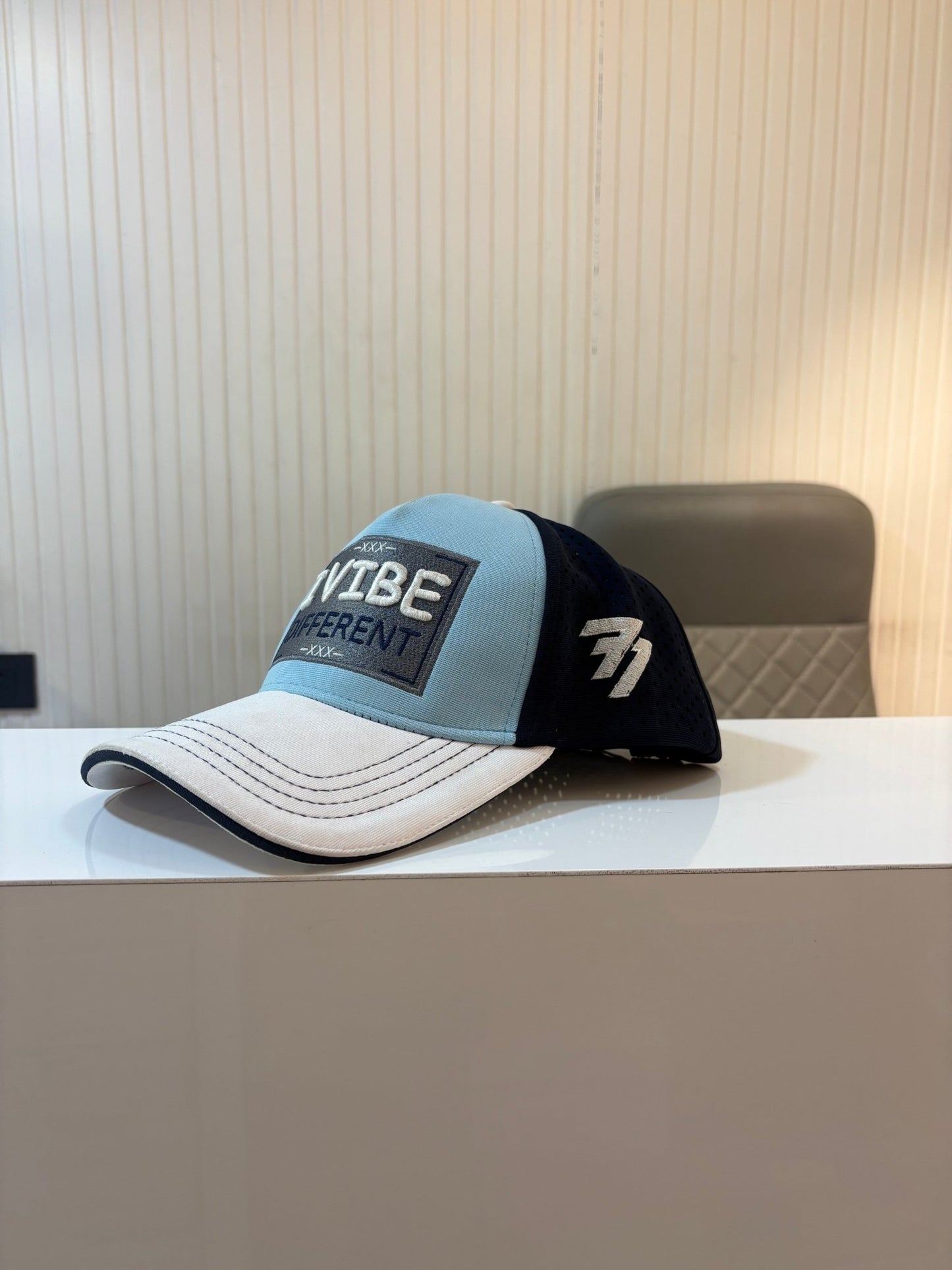 I VIBE DIFFERENT - WHITE SKY AIRHOLE PREMIUM CAP - 77sports in