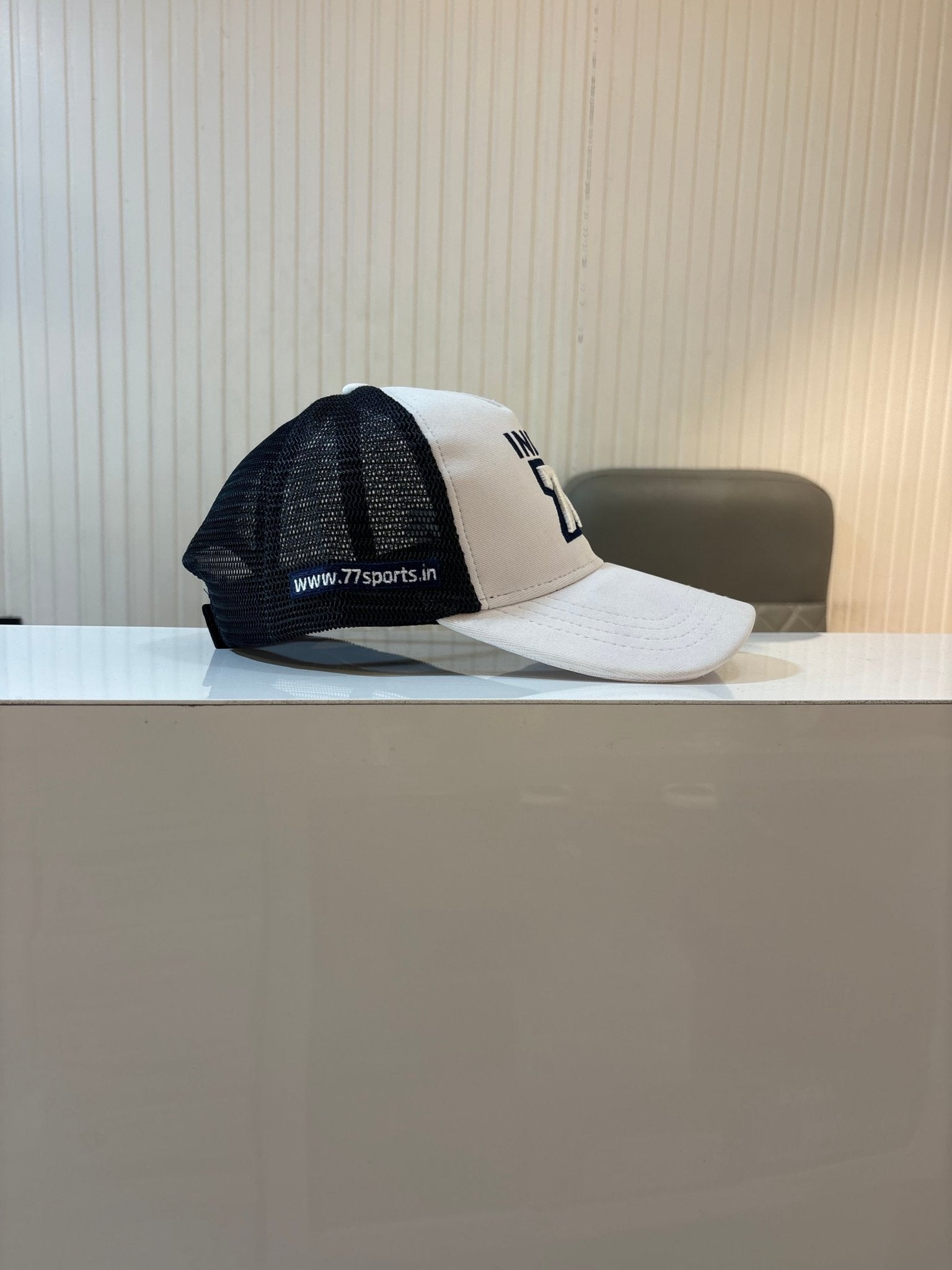 INDIA 77 - BLAZING WHITE CAP WITH MESH - 77sports in