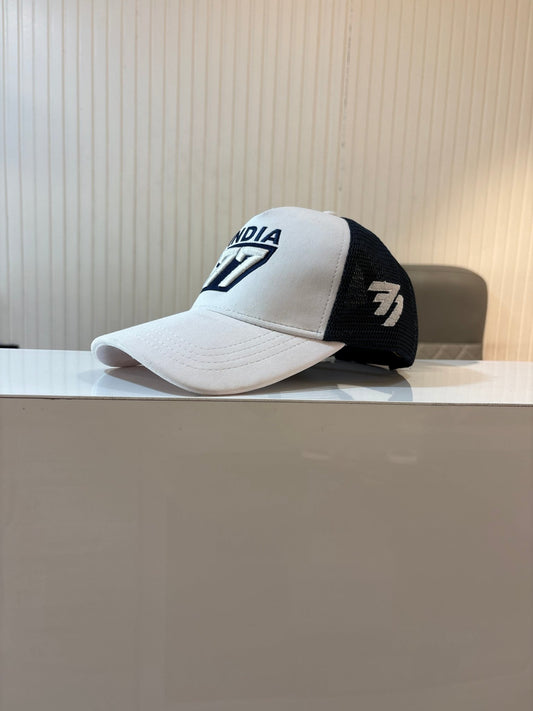 INDIA 77 - BLAZING WHITE CAP WITH MESH - 77sports in