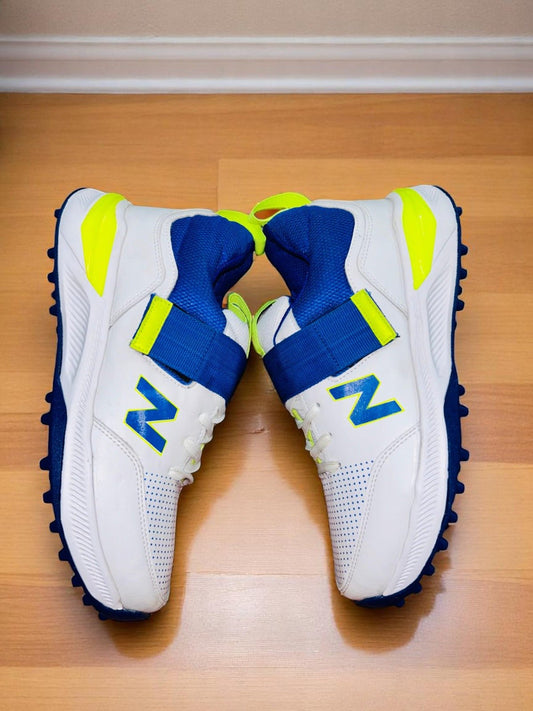 NB CRICKET SHOES WITH STRAP - WHITE BLUE - 77sports in