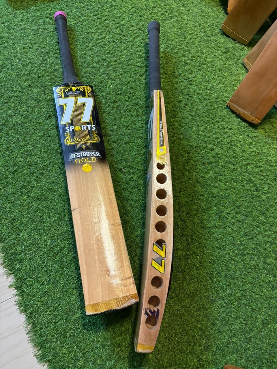 Non scoop side holed bat - Destroyer gold Jumbo blade hard tennis - 77sports in
