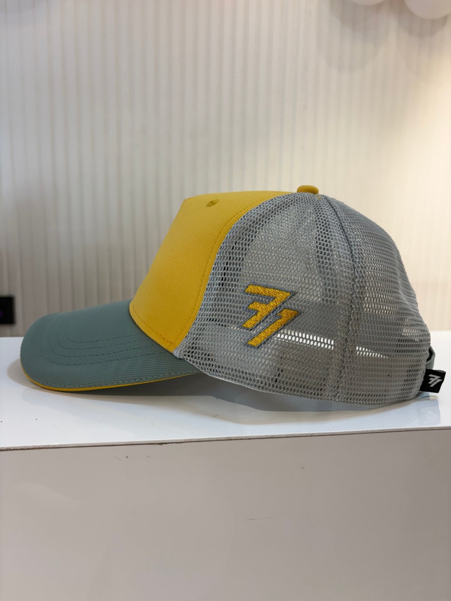 STUD NETTED CAP - YELLOW OLIVE - FLEXI NETTED SIDE LOGO CAPS - 77sports in