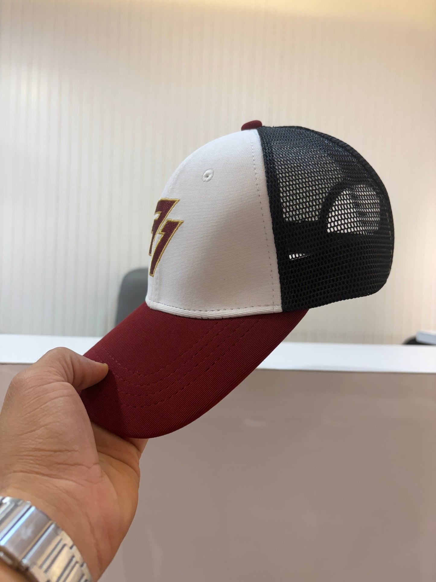 SUMMER COOL SERIES CAP - NETTED WHITE MAROON - 77sports in